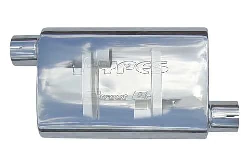 Street Pro Series Muffler 14 in 2.5 in Offset/Center Hardware Not Incl Natural 409 Stainless Steel Pypes Exhaust