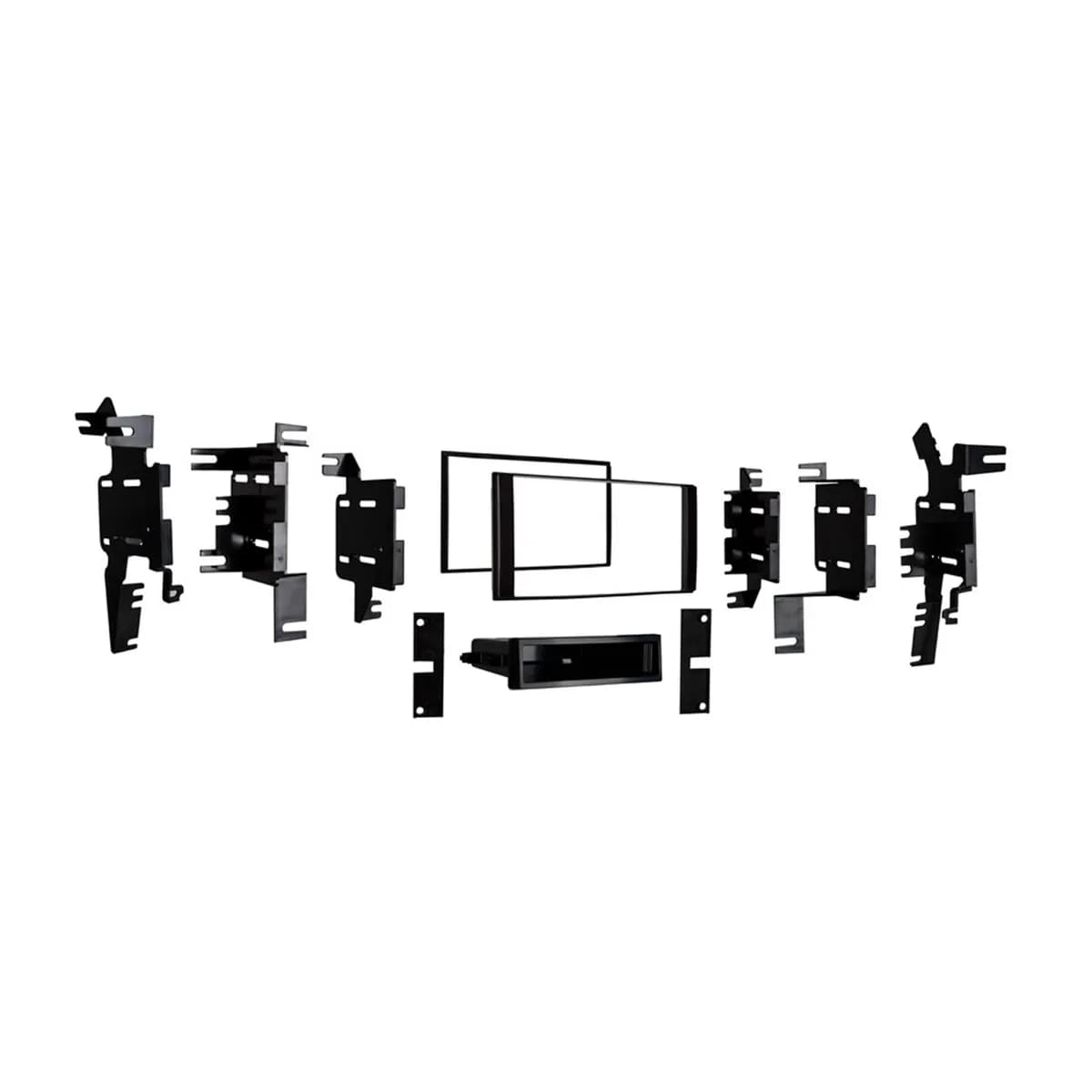 Custom Fit Mounting Kit; Iso Din W/Pocket or Double Din Radio Provision; Incl.: Radio Housing Trim Panel Standard And Wide/Brackets/Spacers/Pocket/Screws;
