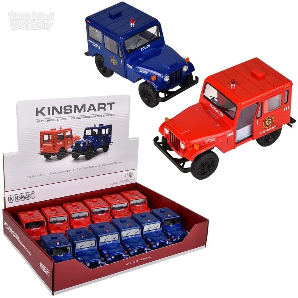 5\" Die-Cast Pull Back 1971 Jeep DJ-5B Police/Firefi