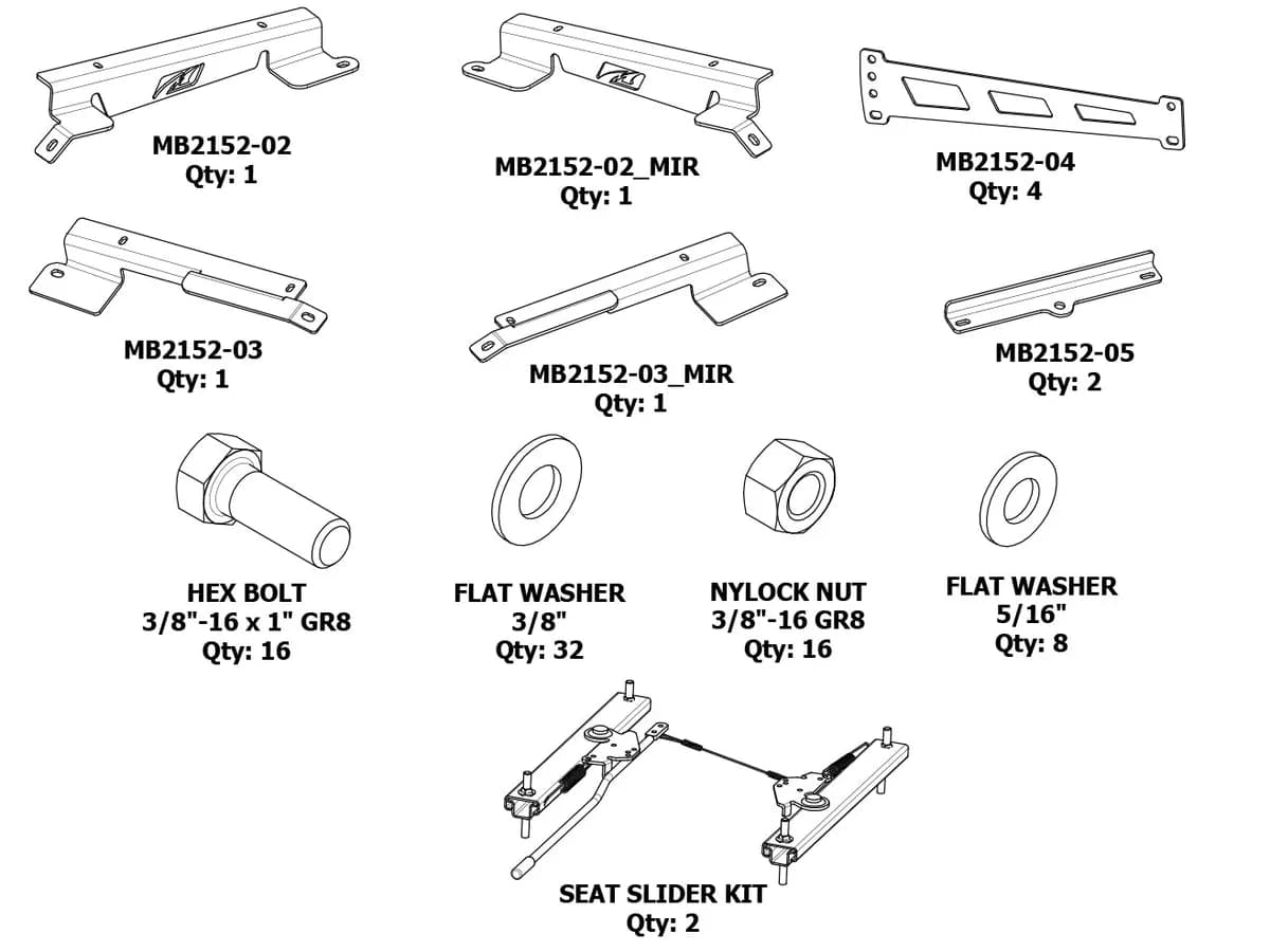 Motobilt Adjustable Front PRP Seat Mounts - JL