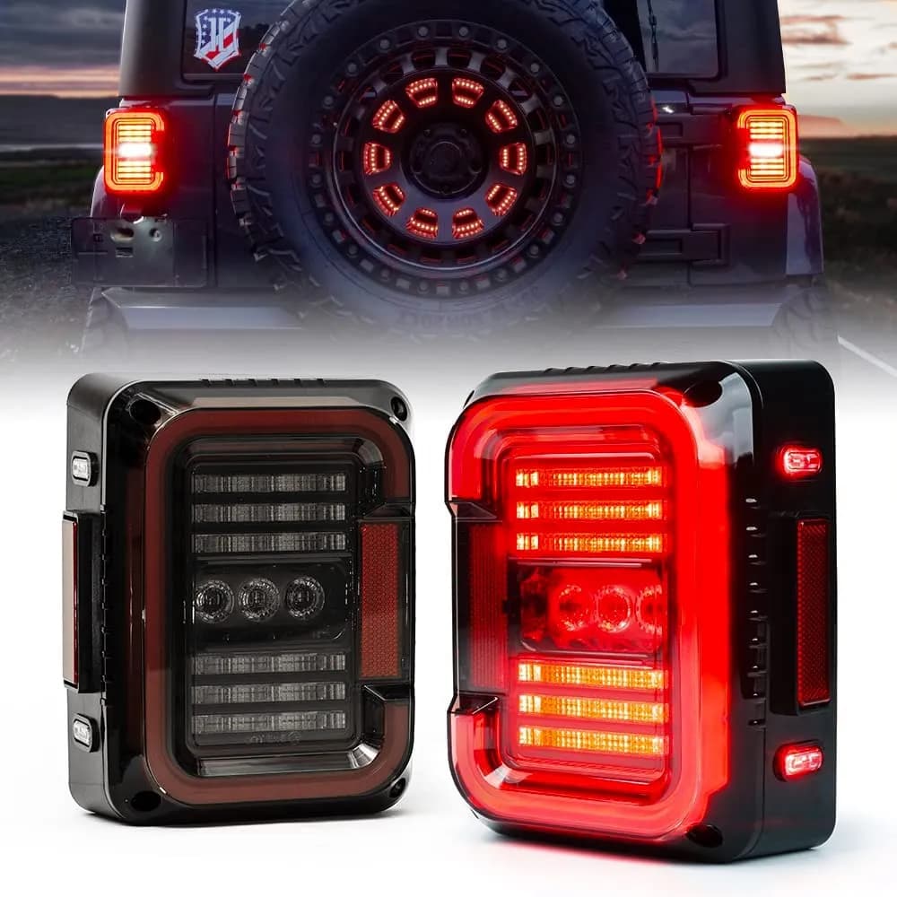 Xprite Jeep Wrangler JK LED Tail Lights 07-18 – Plug & Play Rear Brake, Turn Signal | Inspire Series