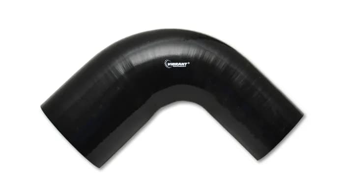 90 Degree Reducer Hose Coupler; 1.5 in. Inlet ID; 1.75 in. Outlet ID; 4 in. Leg Length From Tangent; 1.75 in. Centerline Radius; 75 PSI Maximum Operating Pressure; Black;