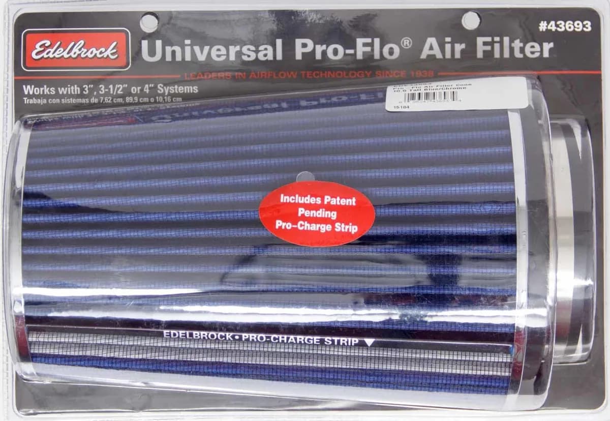 Edelbrock 43693 Pro-Flo® Universal Blue Tall Conical Air Filter with 3, 3.5, and 4 Inlet