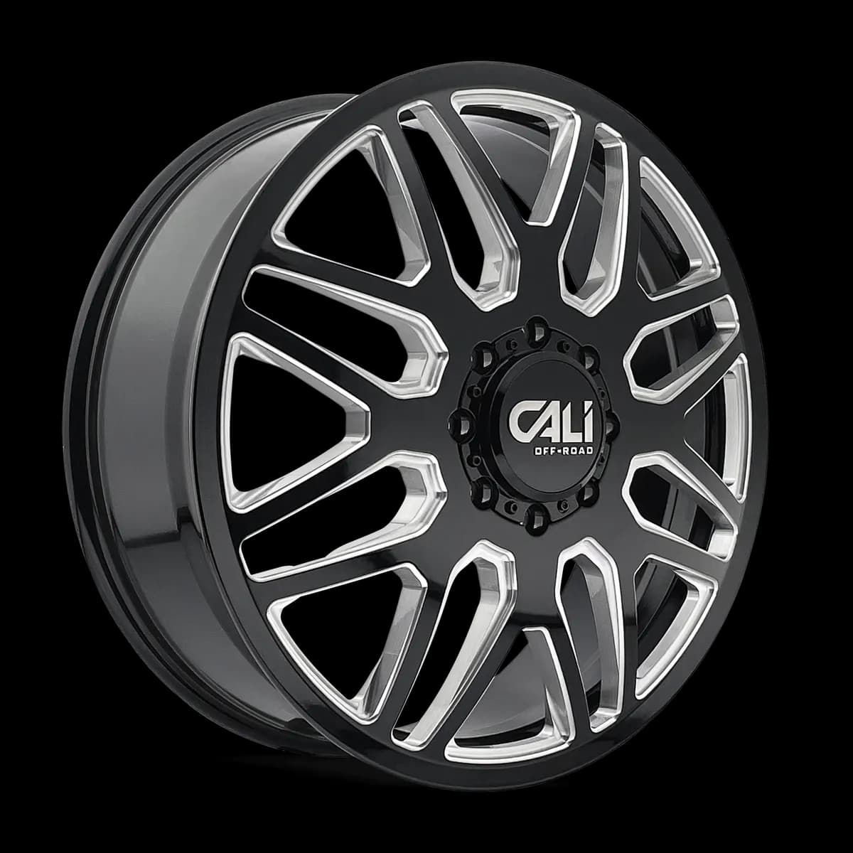 Dually Wheels Invader Dually 9115D GB-M 24x8.25 Milled Spokes Gloss Black 8 On 200 Bolt Pattern 115 Offset Cali Offroad Wheels