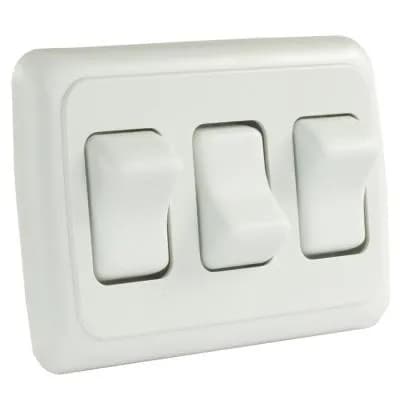 Triple Rocker Switch Assembly W/Bezel White