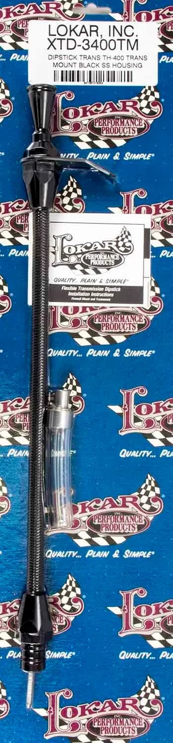 Hi-Tech Flexible Braided Transmission Dipstick; Transmount; Incl. Flexible Inner Dipstick/Funnel Adapter/Braided Black Stainless Outer Housing; Black Finish;