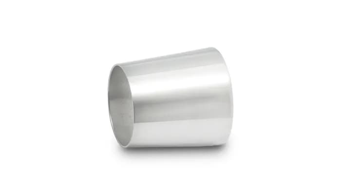 Aluminum Transitions; 2 in. Small Tube Size; 2.5 in. Large Tube Size; 3 in. Length; 1.8mm Wall Thickness; 6063 Aluminum; Polished;