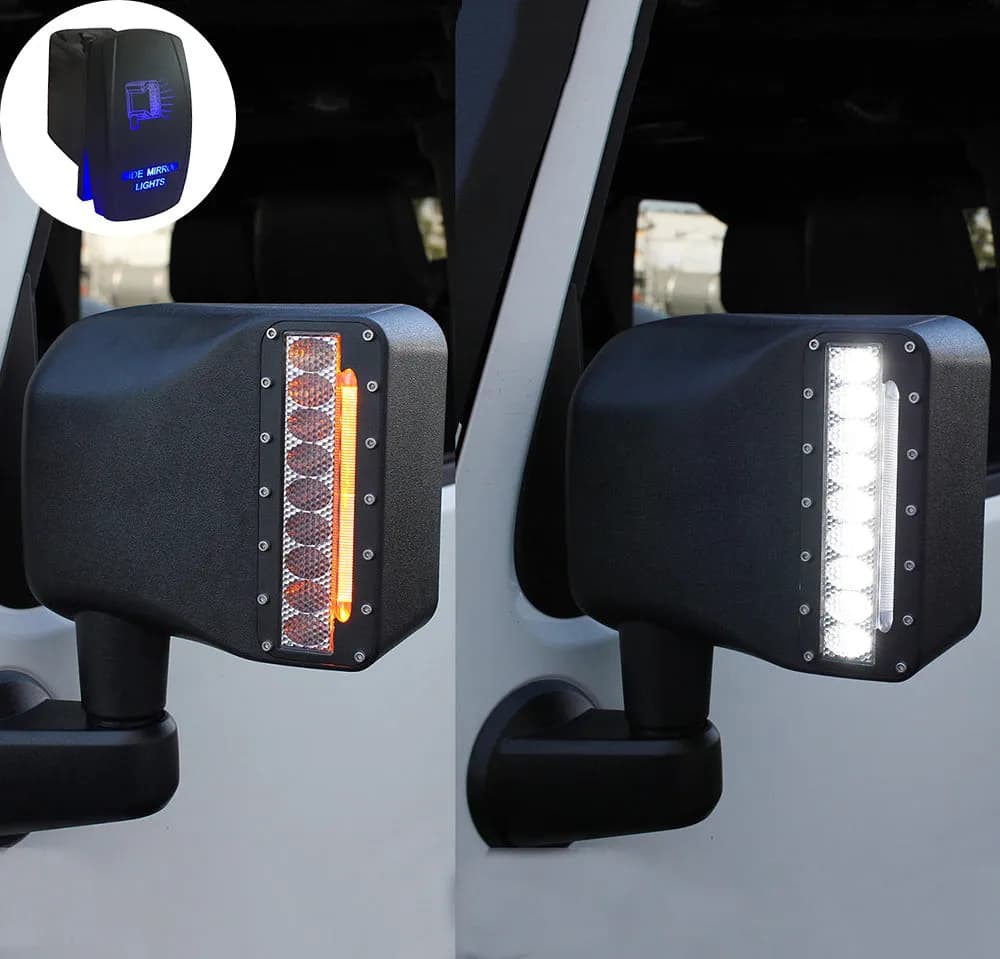Xprite LED Side Mirror Spotlight for Jeep Wrangler JK/JKU – Off-Road Mirror Lighting Upgrade