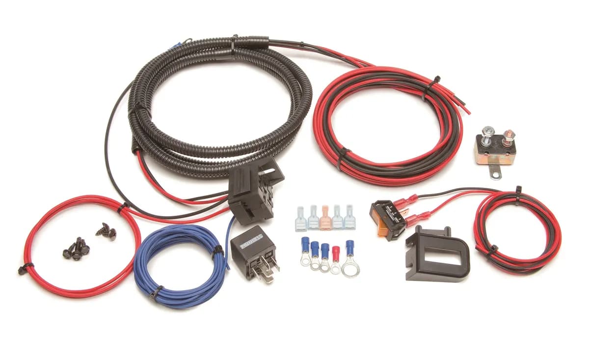 Auxiliary Light Relay Kit; Incl. Lighted Switch; Wiring Harness; 30 Amp Relay; Terminals;