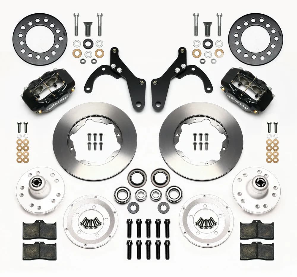 1959 - 1964 Chevrolet Forged Dynalite Pro Series Front Brake Kit - 140-12458 - SRP Drilled & Slotted / Red
