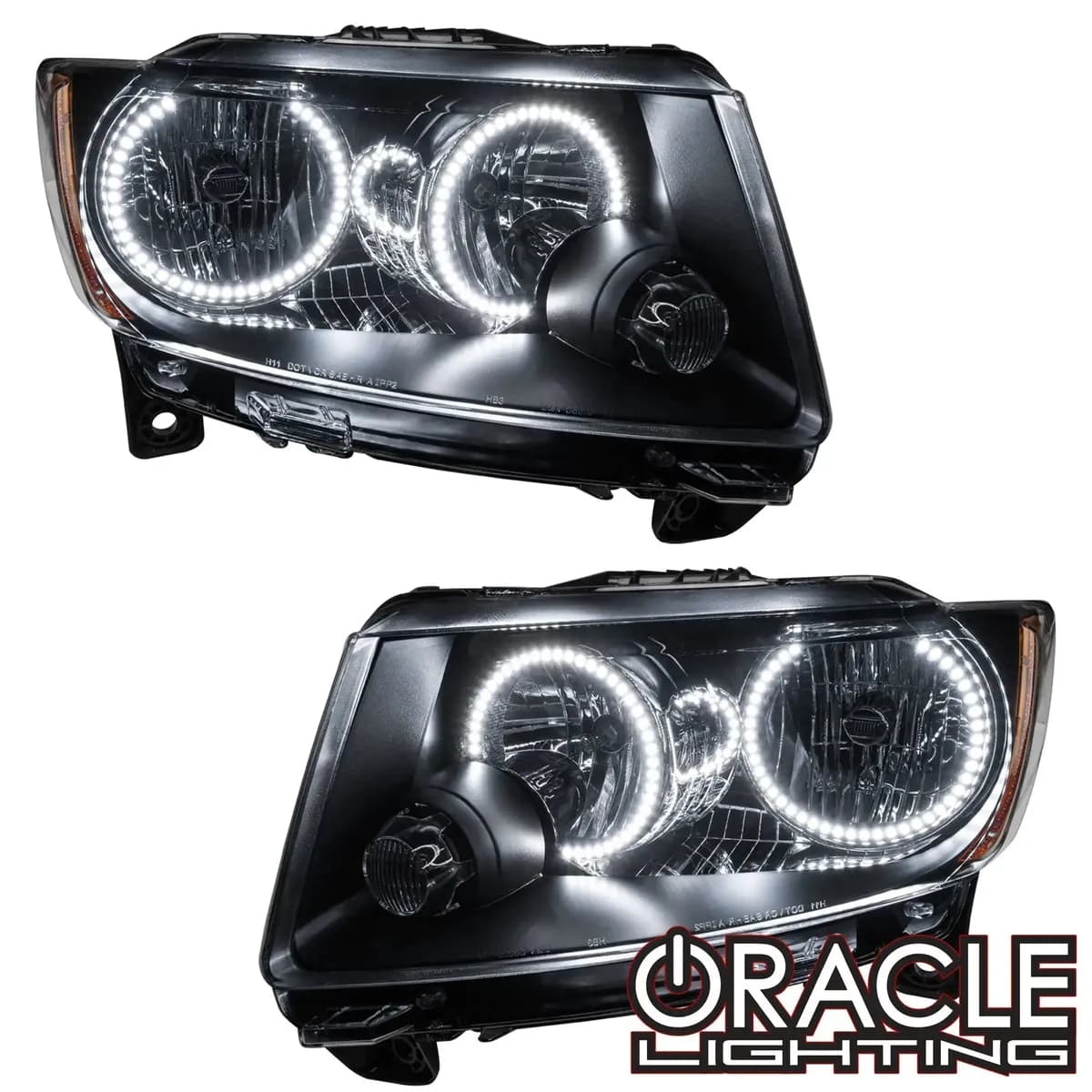 Oracle Lighting 2011-2013 Jeep Grand Cherokee Pre-Assembled Halo Headlights - Non HID - Chrome - Smd / Colorshift - W/Bc2 Controller