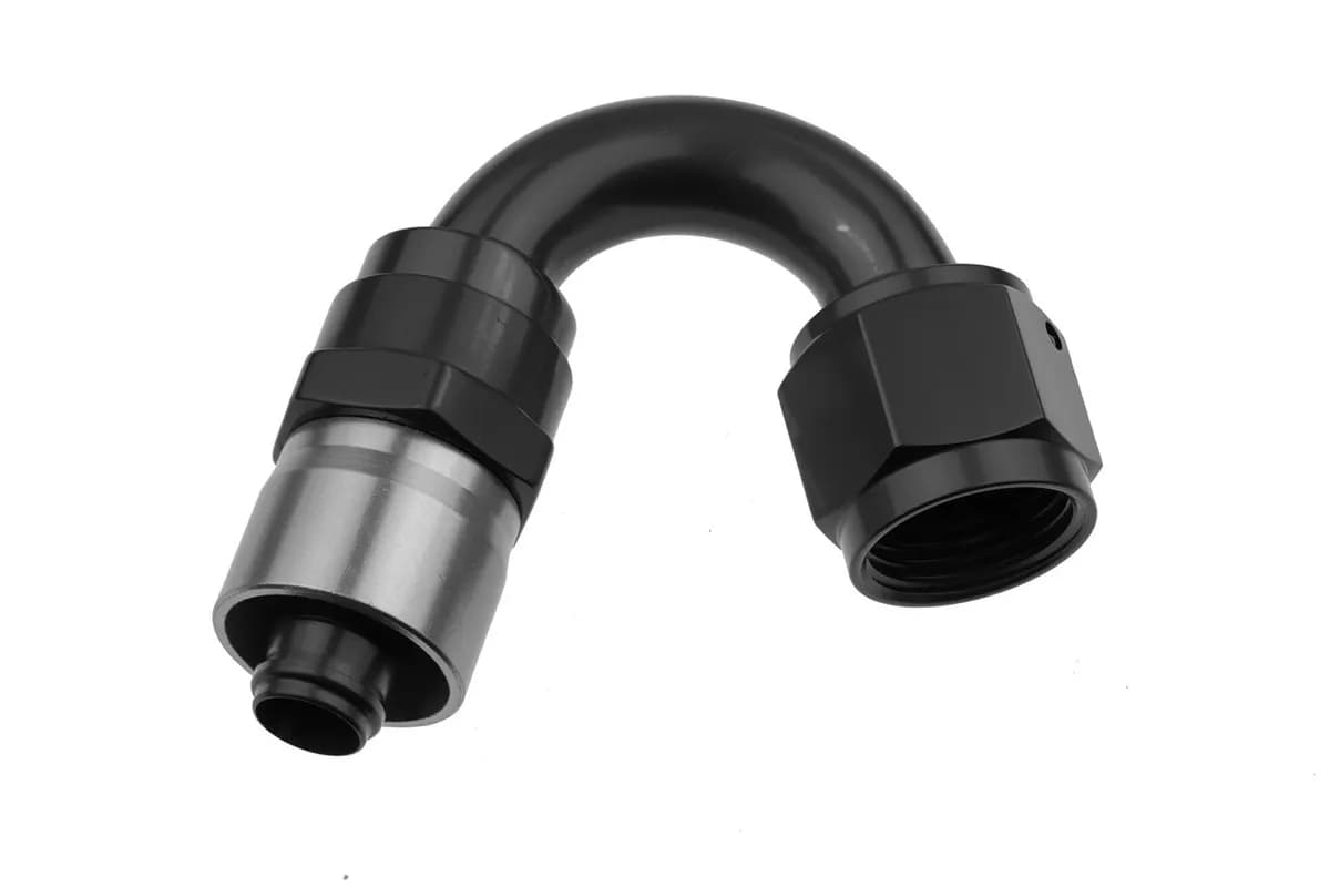 06 an 150 Degree Crimp Style Hose End Black