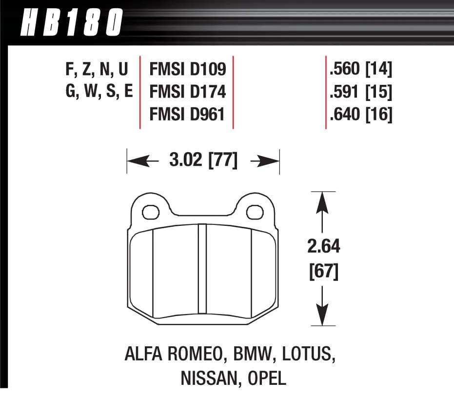 HPS Disc Brake Pad; 0.560 Thickness;