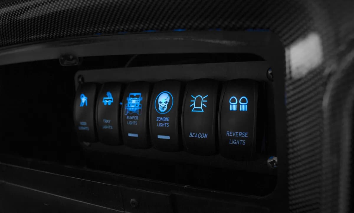 LED Rocker Switch Panel With 2 USB Ports With White LED Radiance