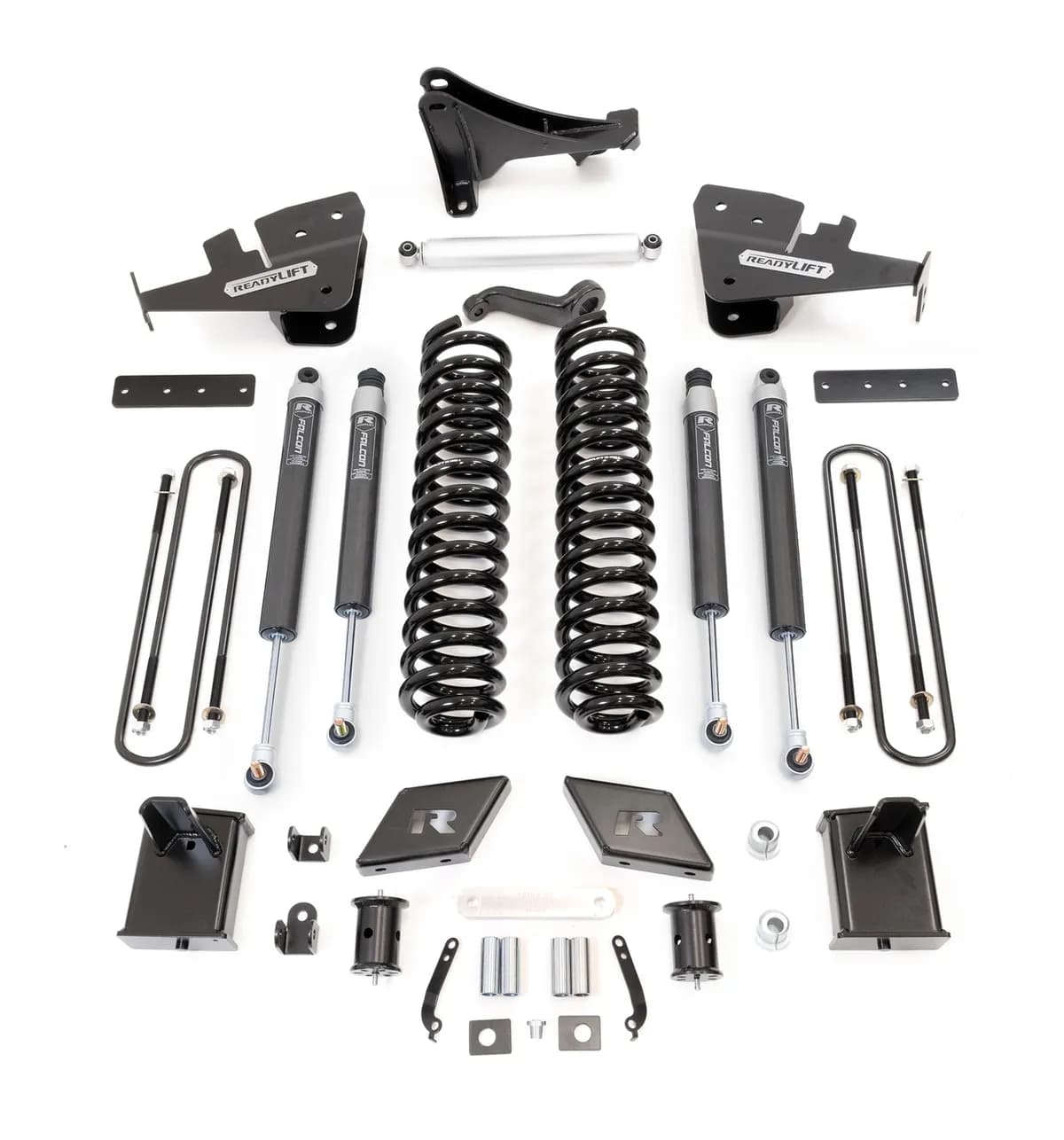 2017-2022 Ford F250 Diesel 4WD 7 Coil Spring Lift Kit with Falcon 1.1 Monotube FrontRear Shocks and Front Track Bar Bracket Trucks without Camper Spring Package
