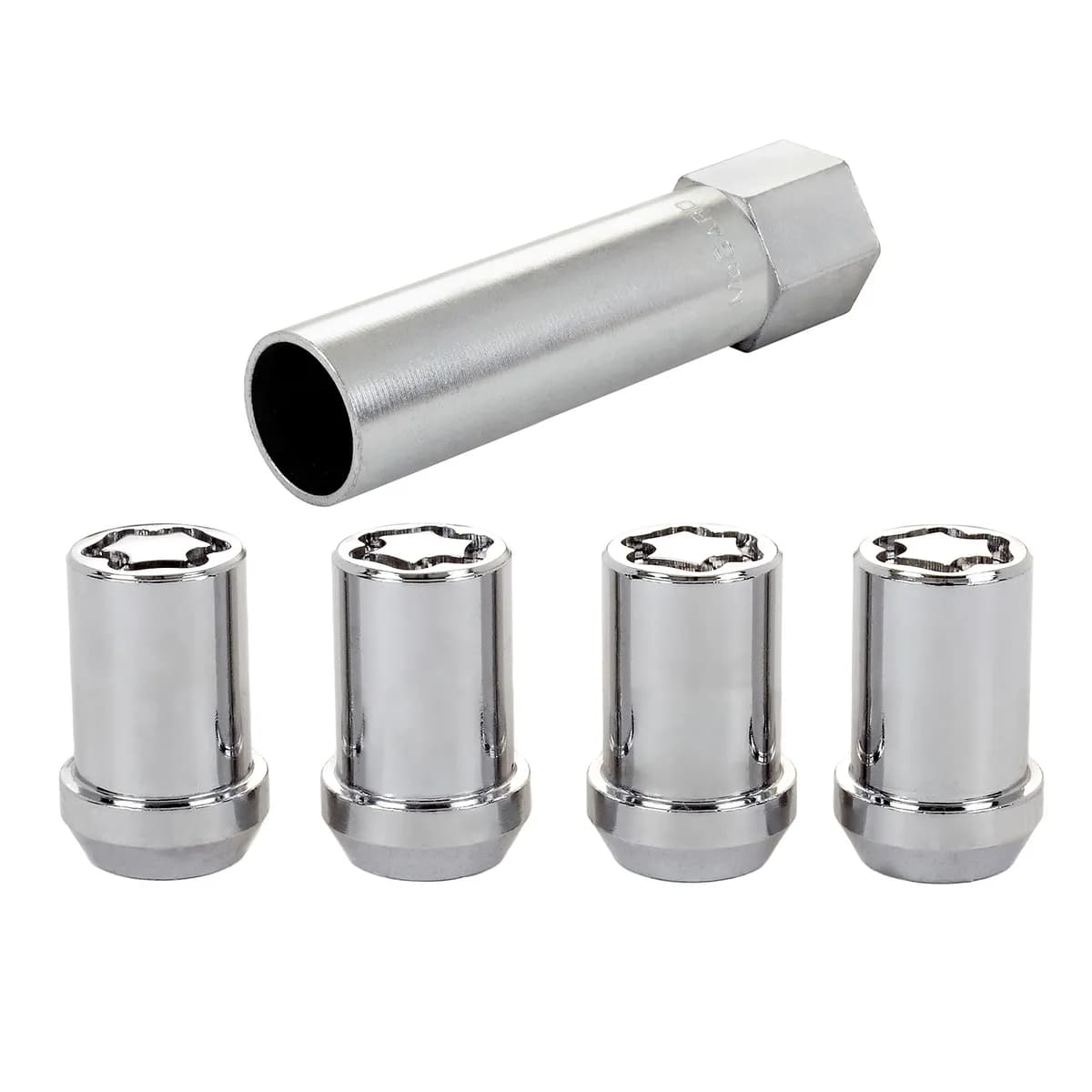 Wheel Lock Set M12x1.5 Nut Cone Seat Tuner 13/16 Hex 1.24 in Oal .796 in Dia