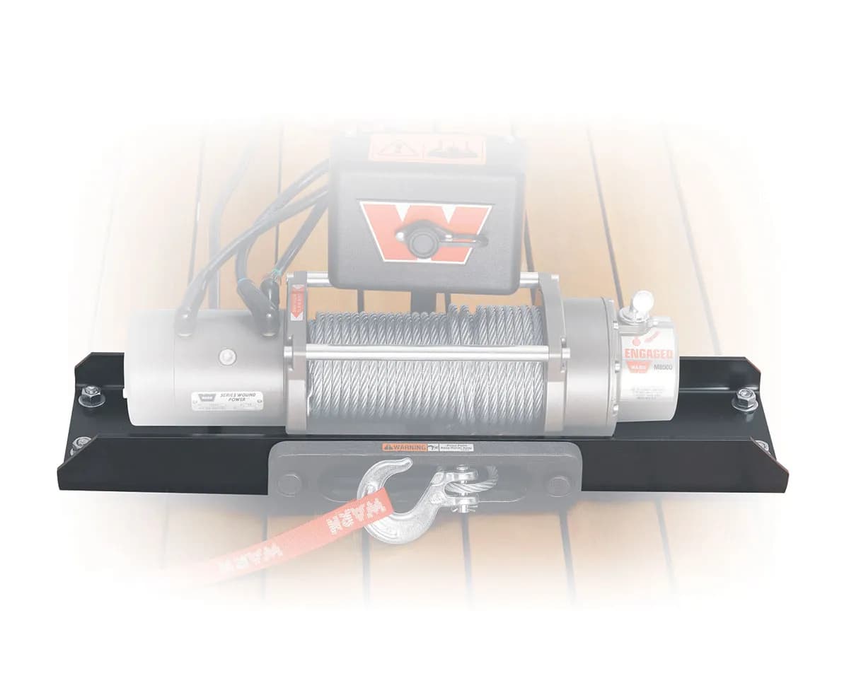 Warn - Universal Winch Mounting Plate For Use With Warn Mid-Frame Winches (Zeon, vr Evo, M8, Xd9, Etc.); Fixed Mount; Powder Coated; Black. Includes Mounting