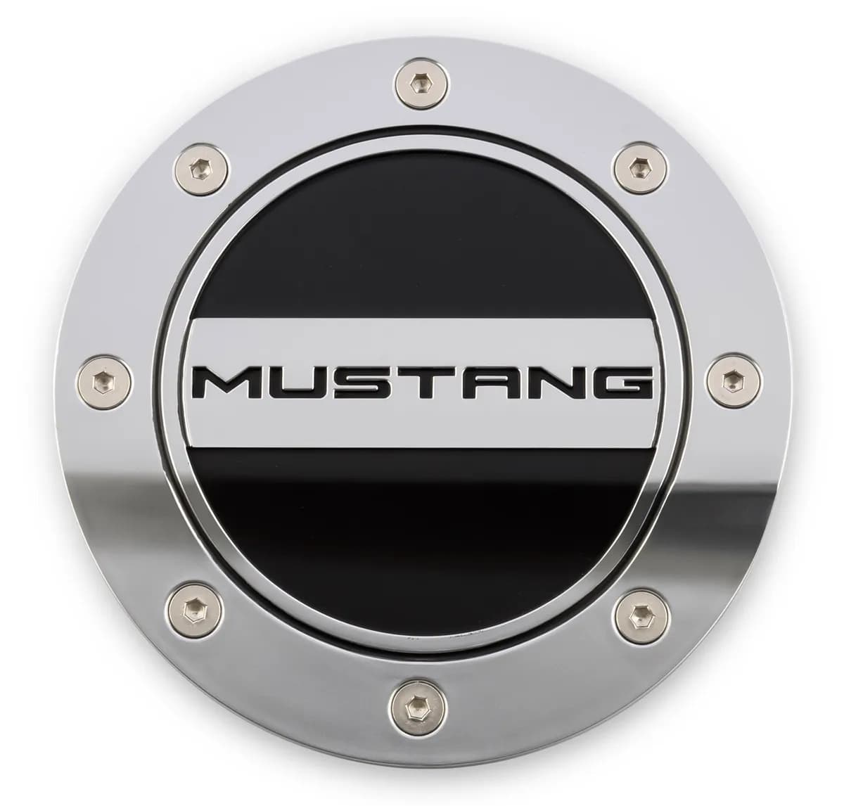 Drake Muscle Cars 15 Mustang Slvr/Blk Fuel Door