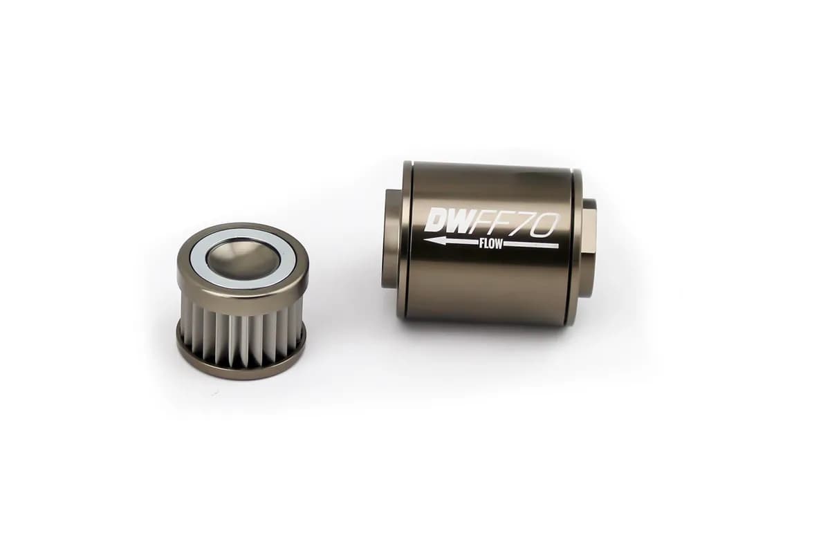 10AN Female, 100 micron, 70mm In-line fuel filter kit