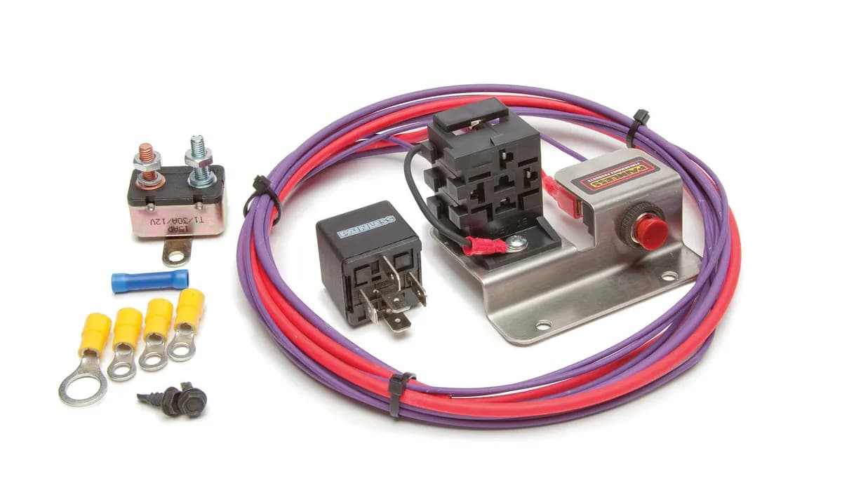 Hot Shot Plus Engine Bump Switch; Incl. Bump Start Switch w/Mounting Bracket/HD Relay/Relay Base w/Wire Harness/Circuit Breaker/Crimp-On Terminals/Mounting Hardware;