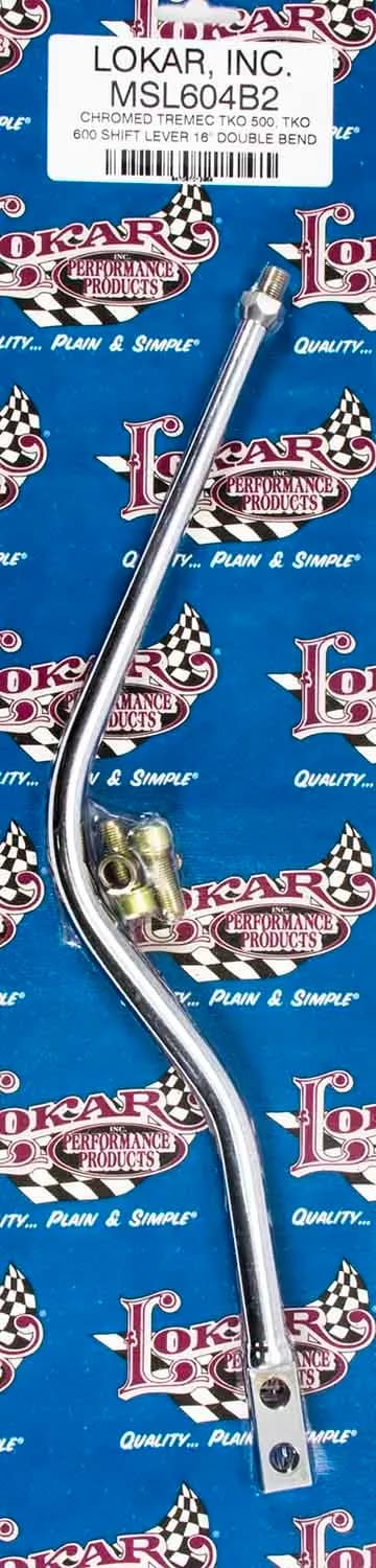 Manual Transmission Shifter Lever; Chrome Finish; Fits w/Tremec/Borg Warner TK500/TK600 And Magnum; Incl. 8mm Socket Head Cap Screws; 16 in. Double Bend;