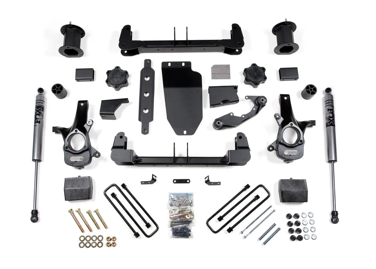 6.5 Inch Lift Kit | Chevy Silverado & GMC Sierra 1500 (14-18) 4WD - Aluminum / Stamped Steel / Nitro Strut / FOX Adventure Series
