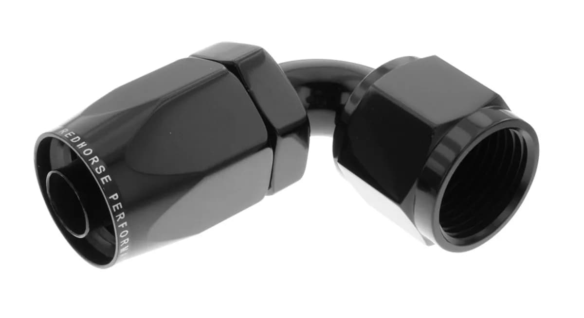 10 90 Degree Female Aluminum Hose End Black
