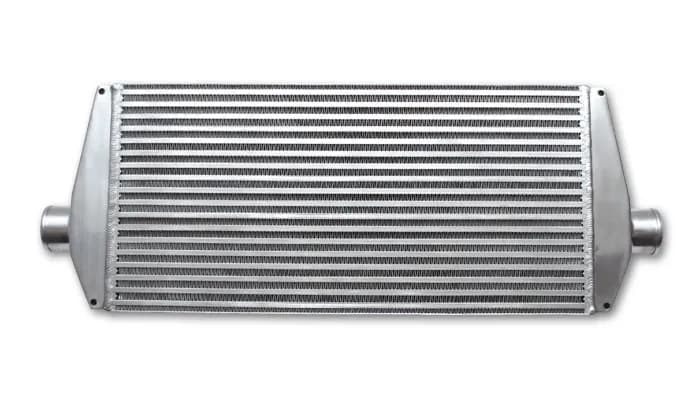Intercooler; 26 in. Overall Length; 18 in. Core Width; 6.5 in. Height; 2.5 in. Inlet/Outlet OD; 1.75 in. Inlet/Outlet Neck Length; 3.25 in. Core Thickness; 6061 Aluminum;
