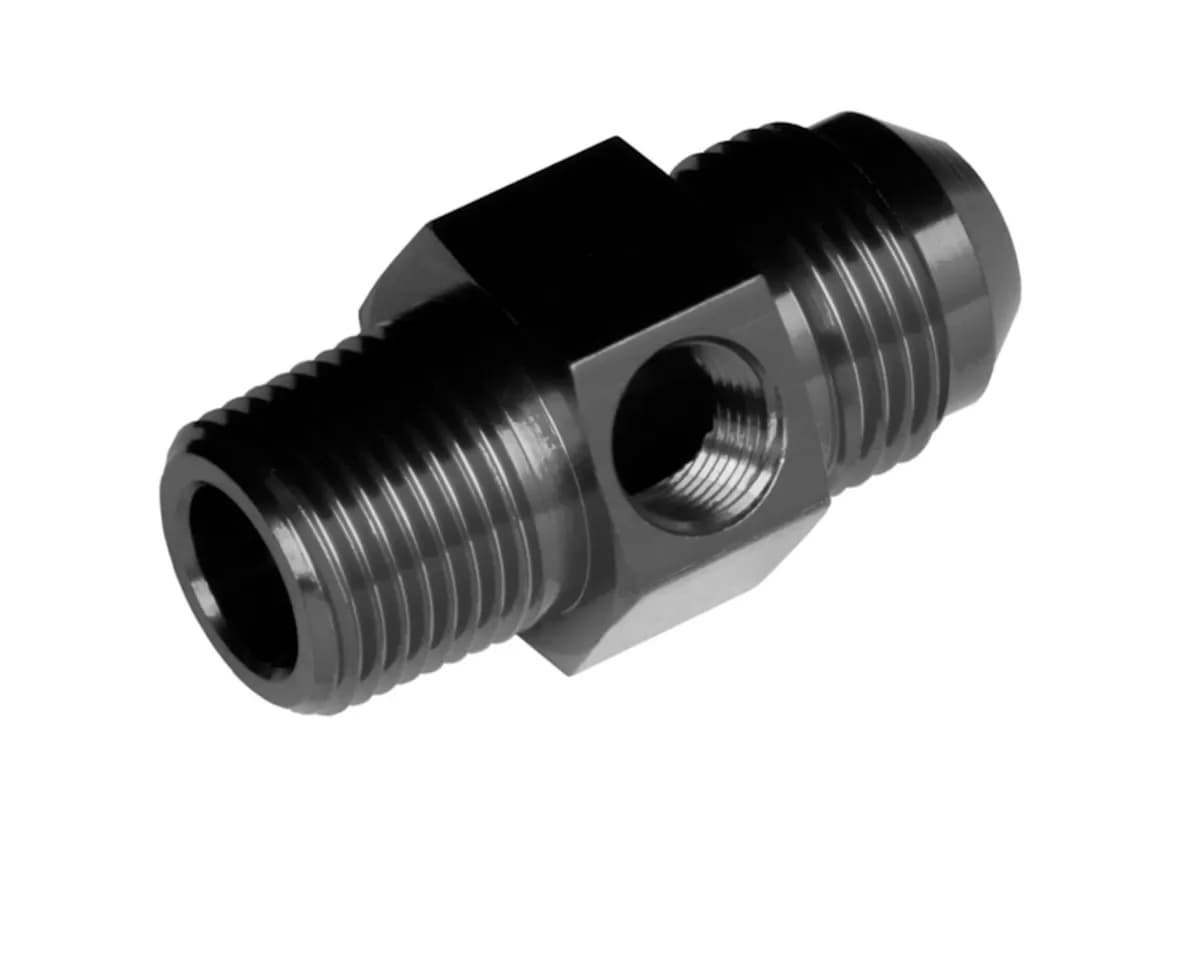 08 Male An/Jic to 06 (3/8) Npt Male With 1/8 Npt Hex Black