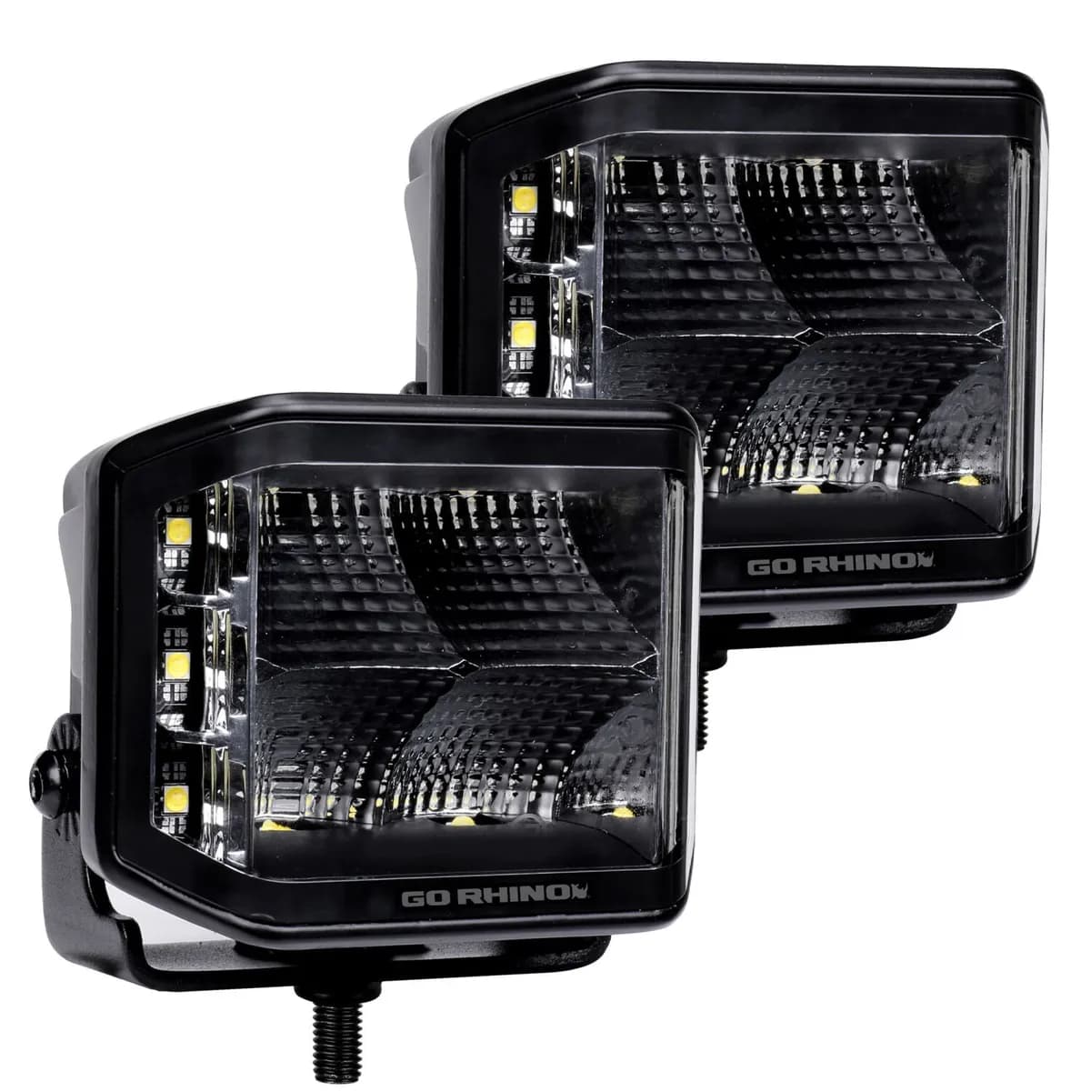 go Rhino 750700321fcs Blackout Series - Sideline 4x3 LED Cube Flood Lights, Pair