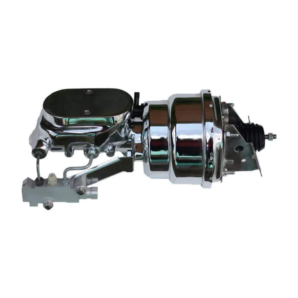 Leed Brakes 2L6B4 7 inch dual power booster, 1-1/8 inch bore flat top master disc/disc (Chrome)