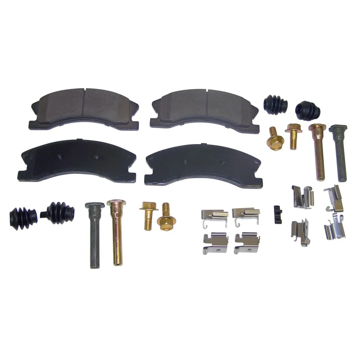 1999-2004 Grand Cherokee WJ WJ (US) model w/ Akebono Calipers (Silver); Kit Includes: Brake Pads Springs and Caliper Pin Kit; Front 2001-2004 Grand Cherokee WG WG (Europe) model w/ Akebono Calipers (Silver); Kit Includes: Brake Pads Springs and Calip
