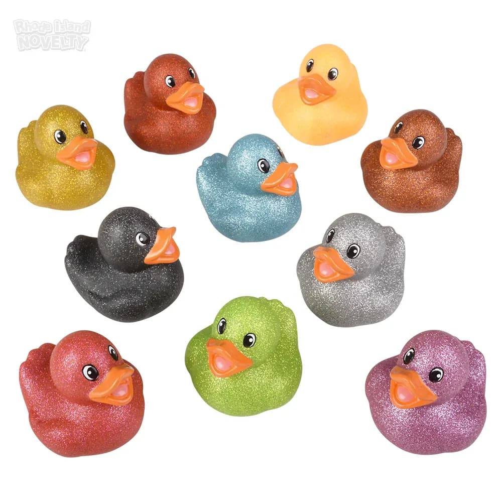 2" Glitter Rubber Ducky Assortment - Bulk Toy Kit