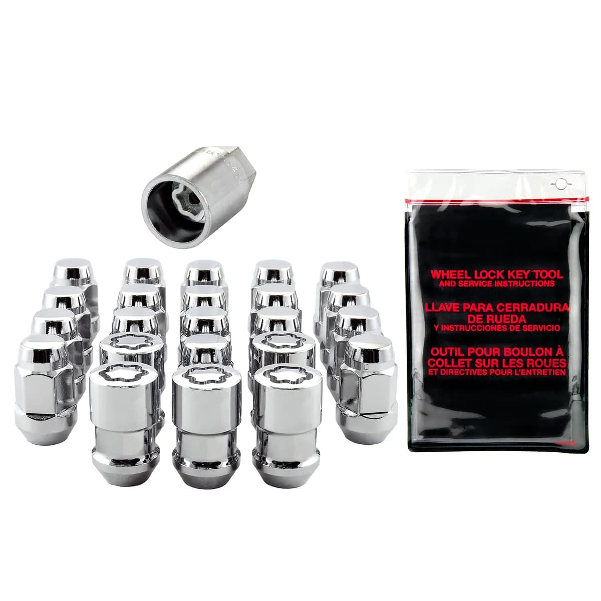 McGard 84563 Bulge Cone Seat Exposed Style 23-Piece Wheel Installation Kit-Chrome
