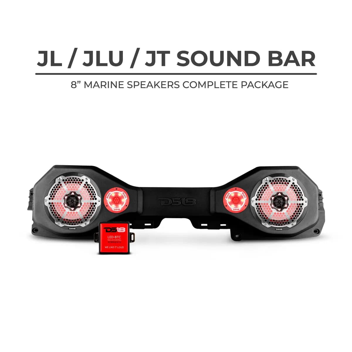 Jeep Jl/Jlu/Jt Plug & Play Package Black Sound Bar W/Metal Speaker Grilles