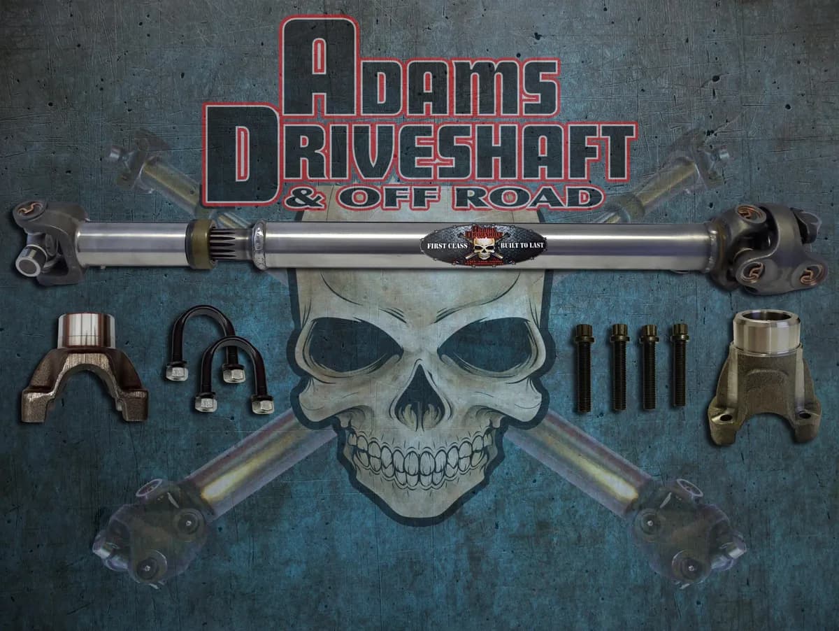 Adams Driveshaft Front Jk 1310 Cv Driveshaft Solid U-Joints With Pinion Yoke [Extreme Duty Series]