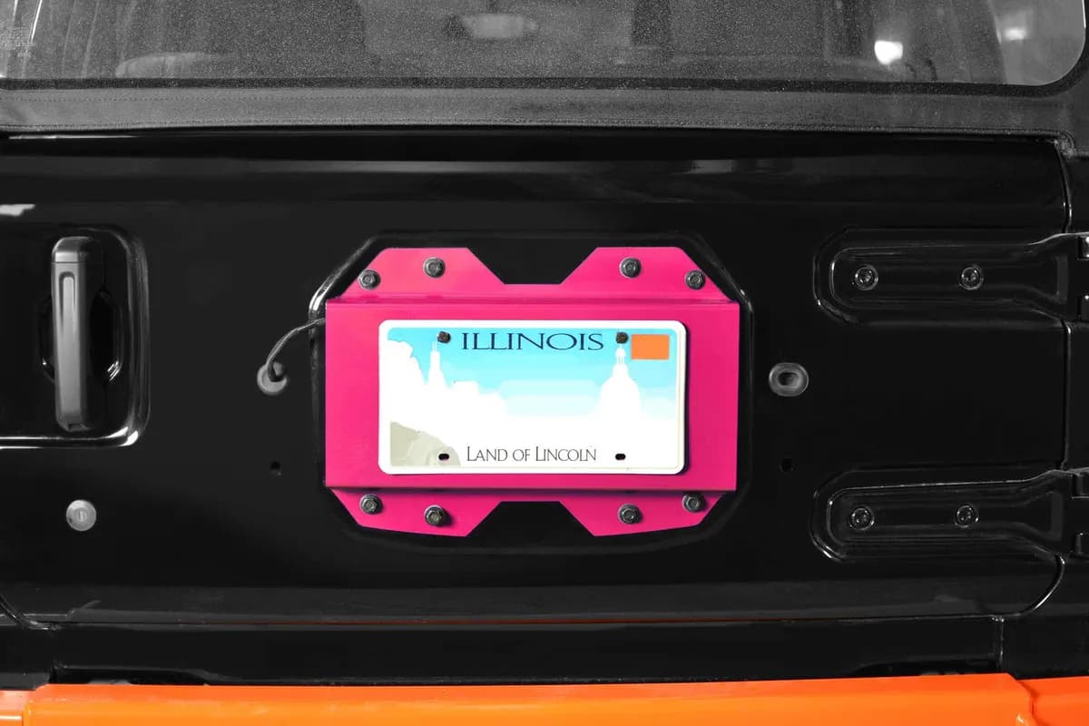 Steinjäger Exterior Accessories Wrangler JL 2018 to Present License Plate Brackets Hot Pink
