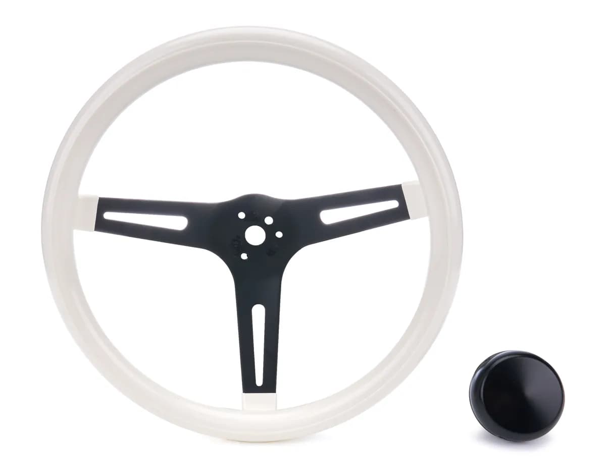 Classic Series Slotted Wheel; 13.5 in Diameter; White Grip; 3-Spoke; Black Spokes;