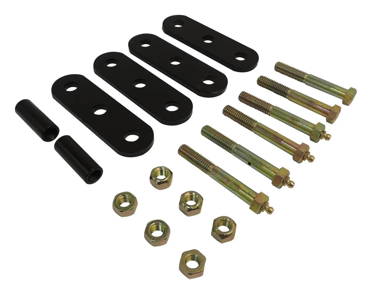 Hd Shackle Kit 1953-1968 CJ-3B (Front or Rear); 1955-1975 CJ-5 (Front or Rear); 1955-1975 CJ-6 (Front or Rear); 1947-1965 Pickup (Front); 1948-1963 Sedan Delivery (Front); 1946-1964 Station Wagon (Front)