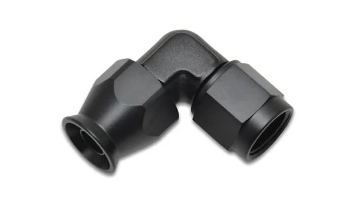 90 Degree Hose End Fitting; -4AN; 6061 Aluminum; Black Anodized; Tight Radius Forged;