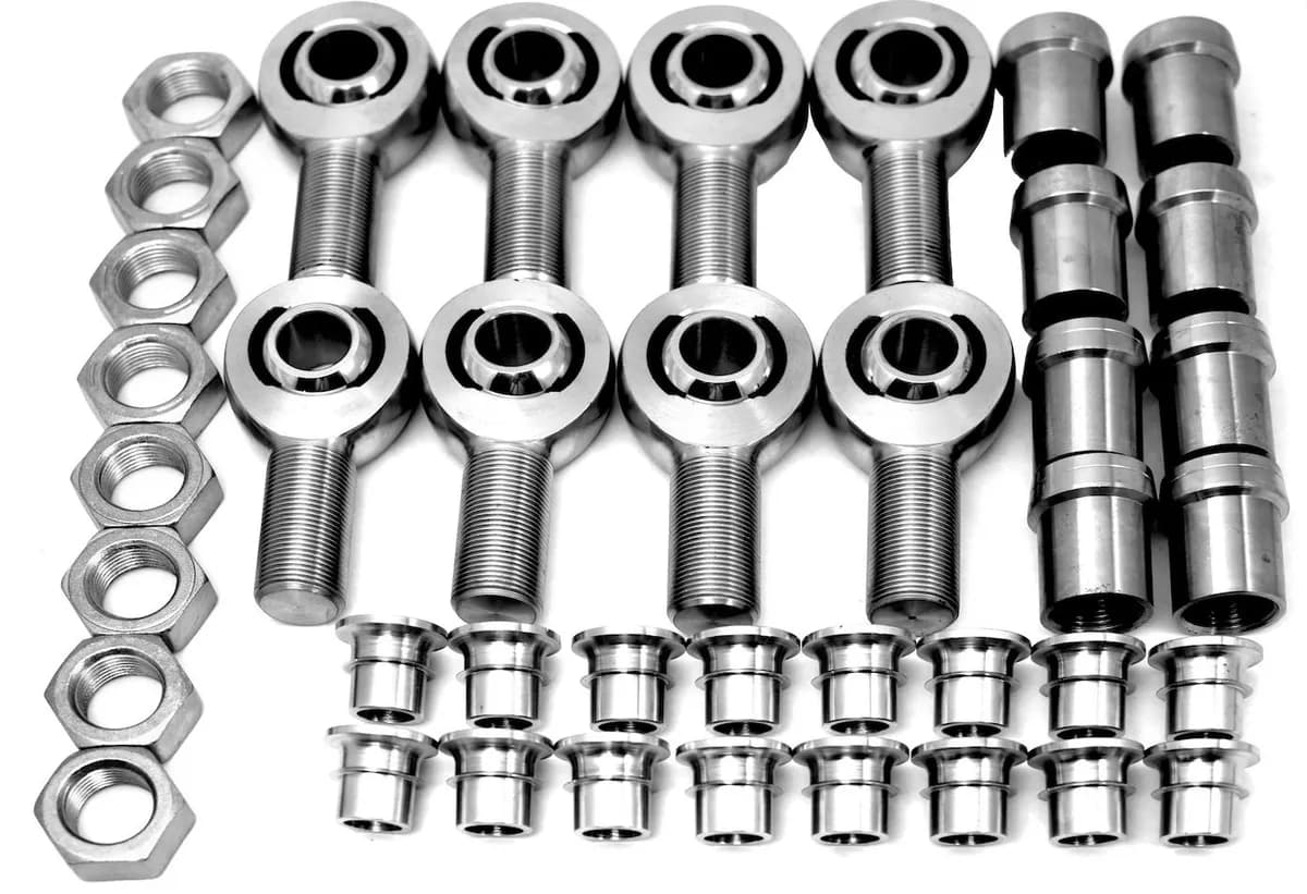 Steinjäger Builders Kit Rod End Kits 1.25-12 x 1 RH and LH Chrome Moly Housing, Nylon Race Fits 1.500 ID Tubing 3/4 Insert Bore Size