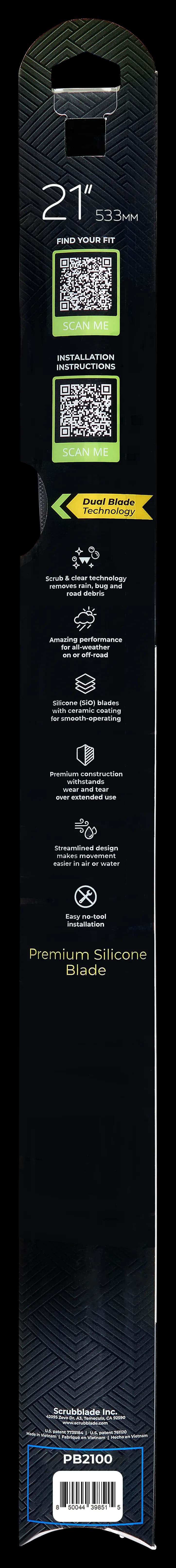 Scrubblade - 21 530mm Black Edition Silicone Wiper Blade - PB2100