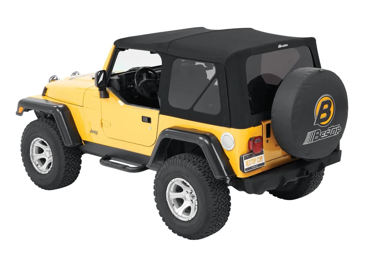 Matte Black Replace-a-Top, Black Twill Replace-a-Top, Black Twill Jeep 97-06 Wrangler; Except Unlimited; No doors included; Tinted side and rear windows