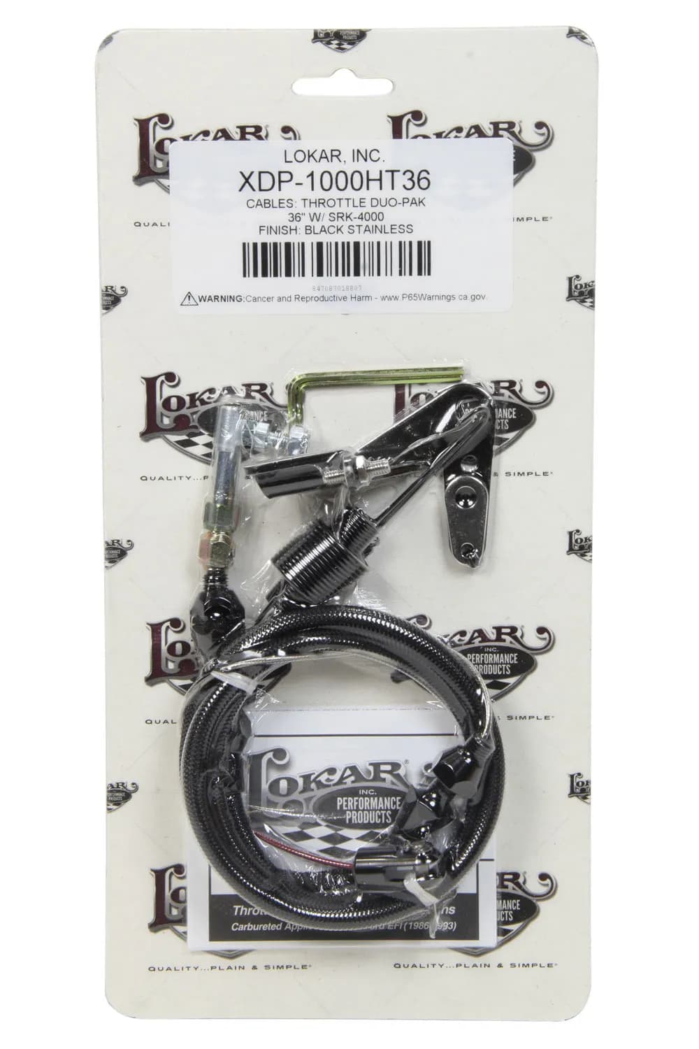 Duo-Pak Kit; Incl. Black Stainless Steel Throttle Cable/Carburetor Bracket/Return Spring; Black Stainless Steel Housing; 36 in. Long; Black Finish;