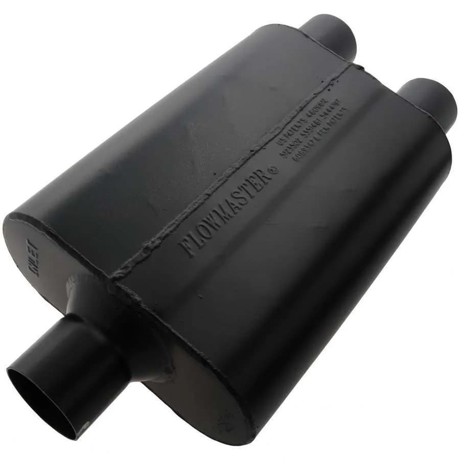 Super 44 Series Muffler 2.50in IN (C) / 2.50in OUT (D): ea 16 Gauge Aluminized Steel
