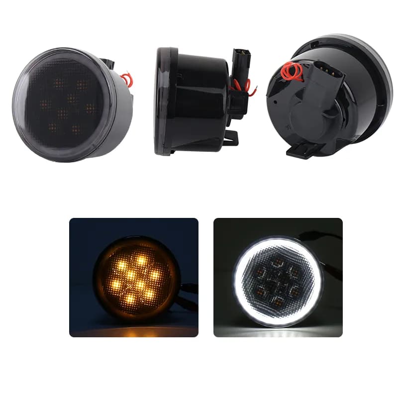 07-17 Jeep Wrangler JK Turn Signal Amber LED Light Kit With White DRL Halo by Race Sport Lighting