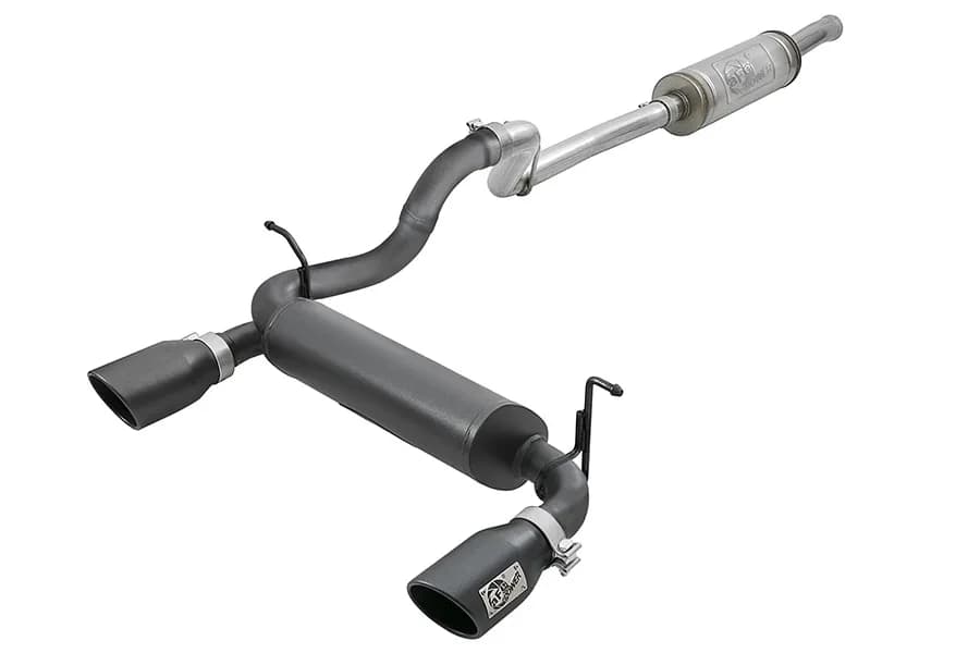 AFE Power Rebel Series 2.5in Dual Cat-Back Exhaust System, Black - JL 4DR 3.6L