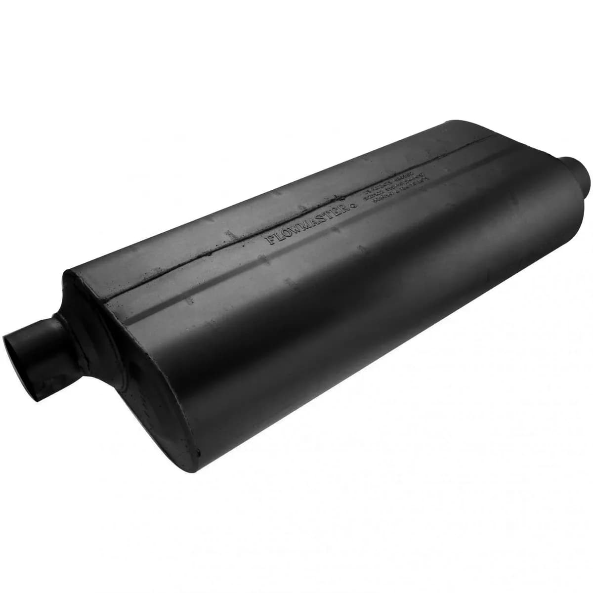 70 Series Big Block II Muffler 2.50in IN (O) / OUT (O) Opposite Side Offsets: ea 16 Gauge Aluminized Steel