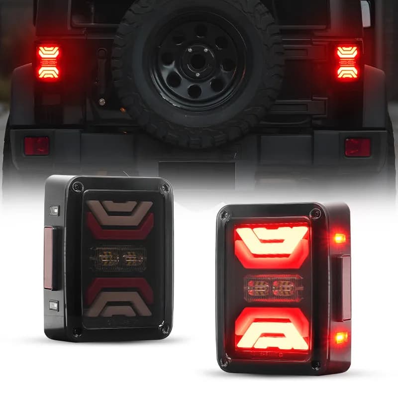 Smoked LED Tail Lights for Jeep Wrangler JK 2007-2018