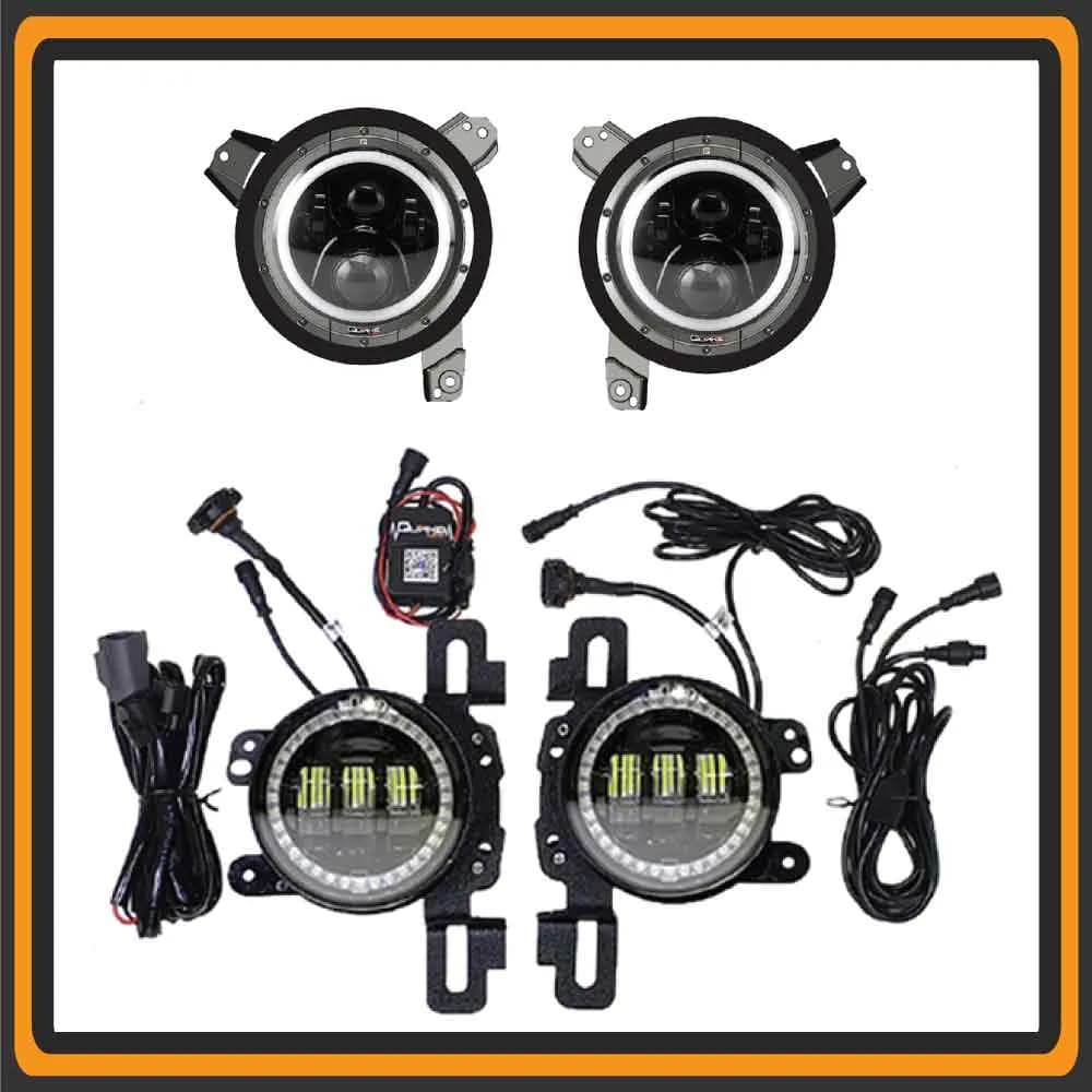 Quake LED - QTE915 - Jeep Wrangler JL/Gladiator 9 Inch HD Headlights 4 Inch HD Fog Lights for 2018-2020 Jeep Wrangler 2020-2020 Jeep Gladiator